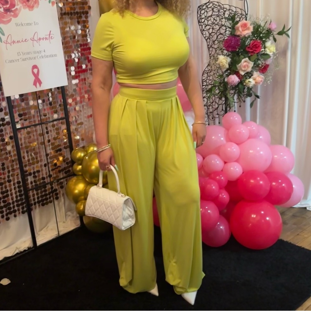 Green Wide Leg High-Waisted set